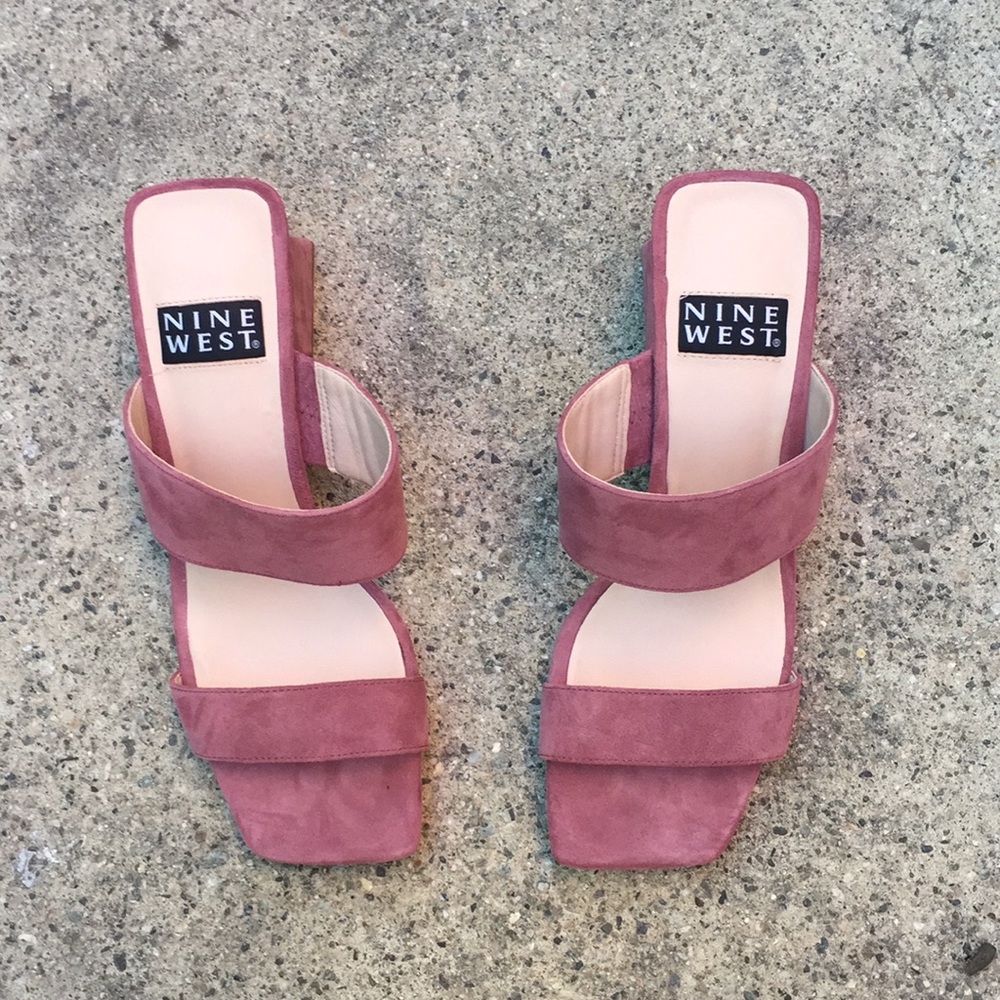 Nine West rose colored mules